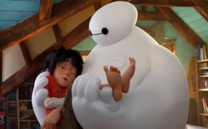 Baymax con Hiro fra le braccia