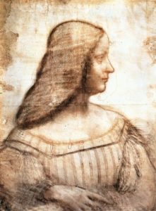 Leonardo da Vinci, Ritratto d'Isabella d'Este (1499-1500), sanguigna e carboncino 61 x 46 cm, Louvre, Parigi