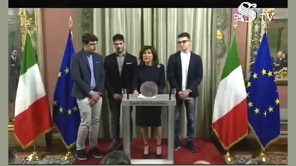 Mauro D’Alò, Davide Di Pierro e Luigi Picarella con Presidente Senato Maria Elisabetta Alberti Casellati