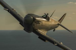 Silver Spitfire in volo