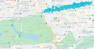 Mappa concentrazione negozi Oxford Street fino a Marble Arch