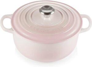 Le Creuset Cocotte rotonda Evolution color rosa in Ghisa Vetrificata con Coperchio