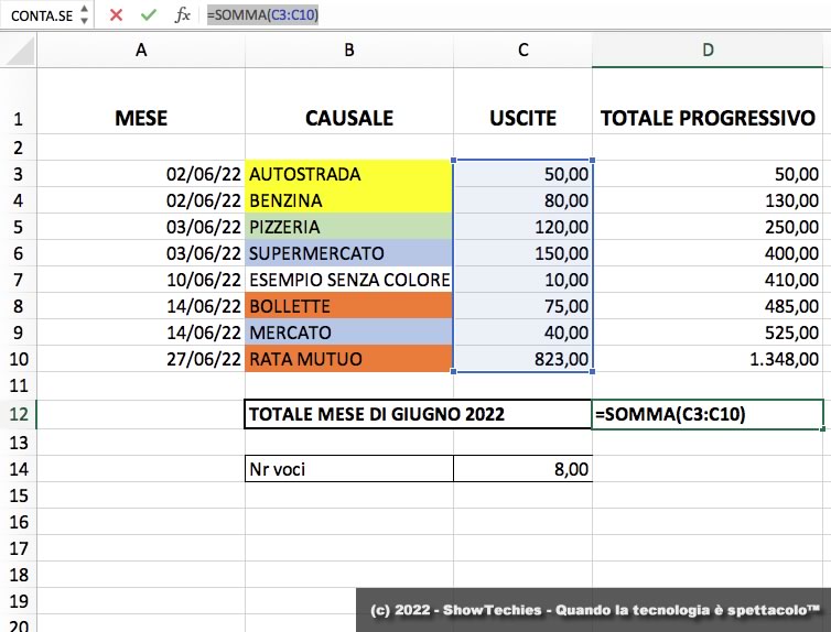 Excel traccia per bilancio famigliare mensile