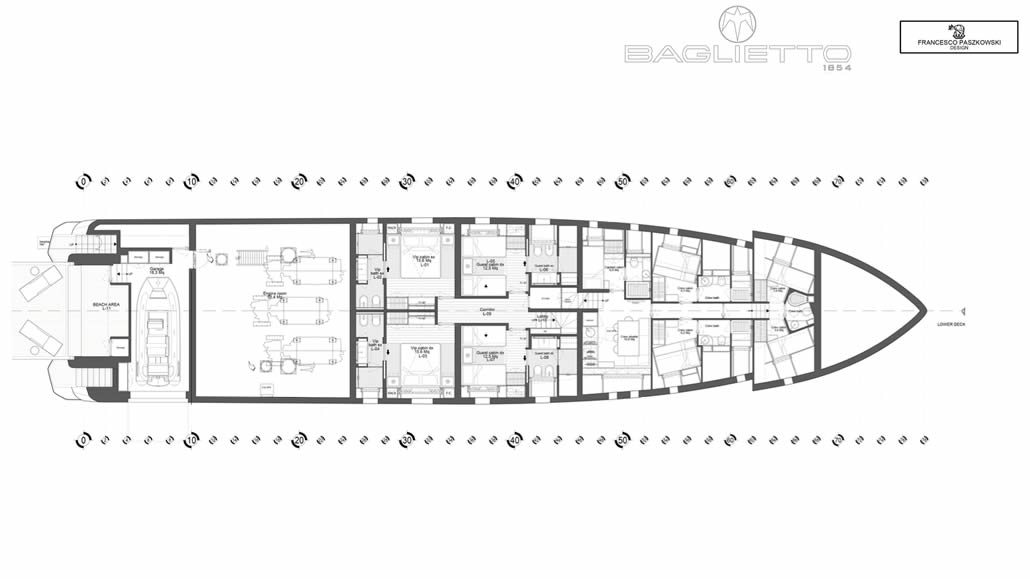 Baglietto Rush Lower Deck layout Francesco Paszkowski Design