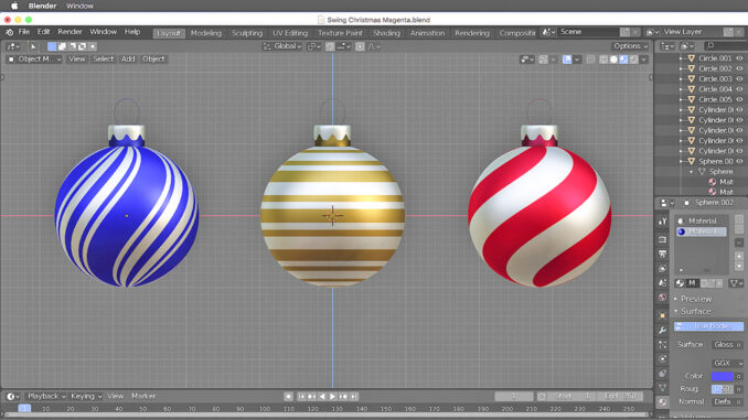 Blender decori palline albero di Natale