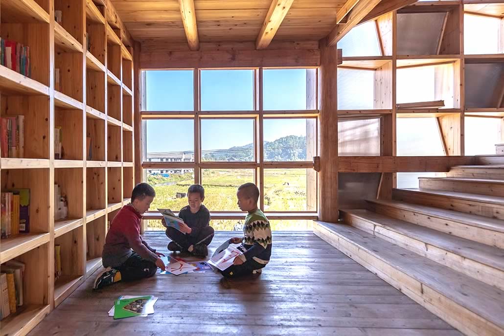 WAF 2022 biblioteca per l’infanzia Pingtan in legno di Condition_Lab