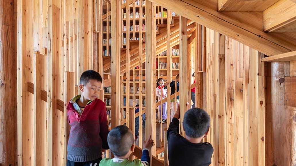 WAF 2022 Pingtan Children Library dttagli struttura in legno