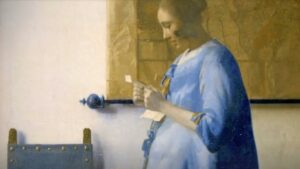 Johannes Vermeer Mostra 2023 Rijksmuseum Donna in blu che legge una lettera