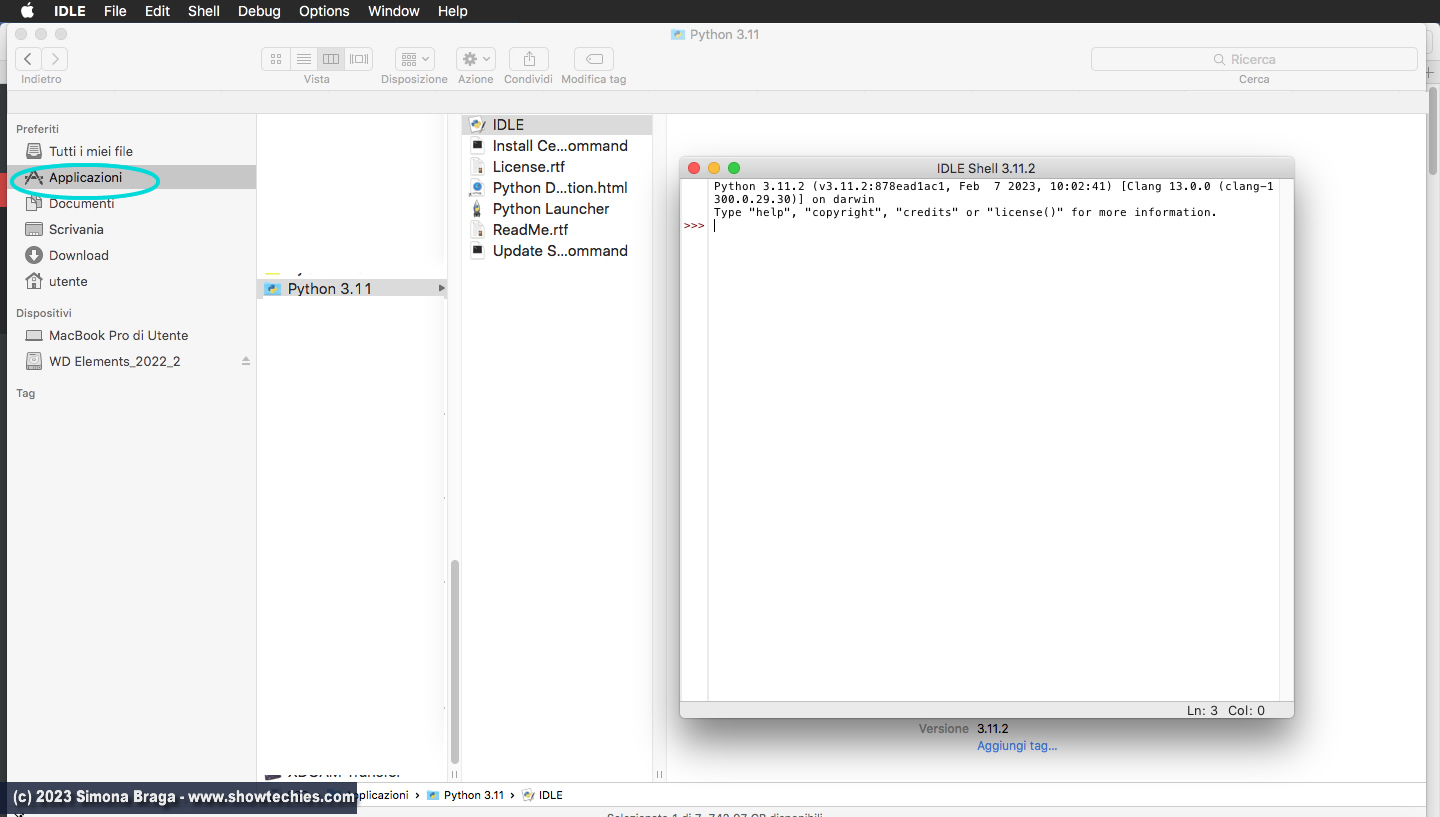 Avvio di IDLE da Applicazioni