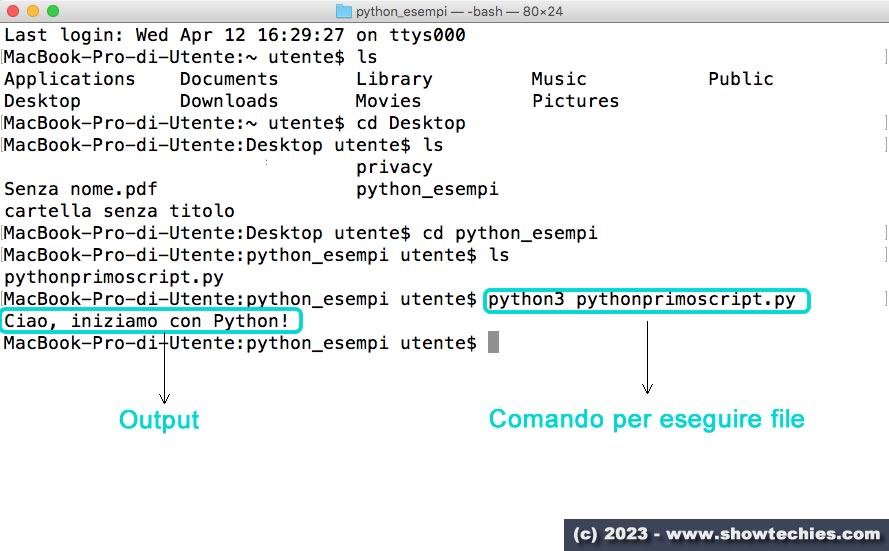 Esecuzione file .py da terminale con Python3