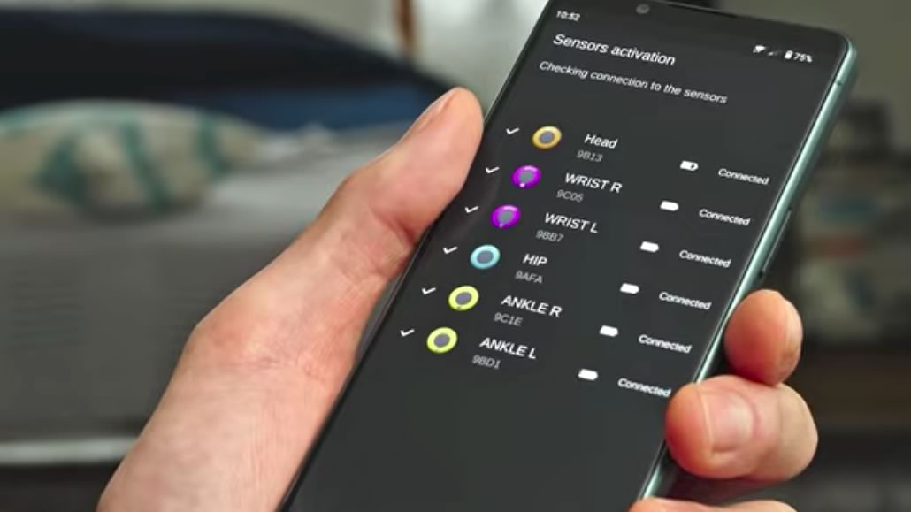 Pairing sensori e controllo via app smartphone Sony Mocopi