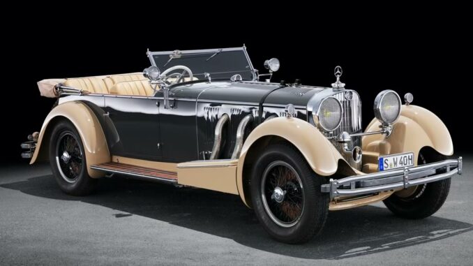 Mercedes-Benz 1930 SS (Super Sport)con carrozzeria disegnata per il Maharajah del Kashmir colori crema e grigio