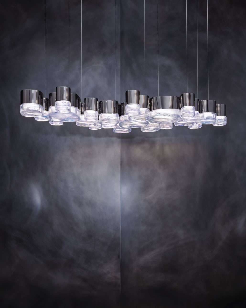 Sistema d’illuminazione componibile in diverse configurazioni Drift Lighting System di John Pomp