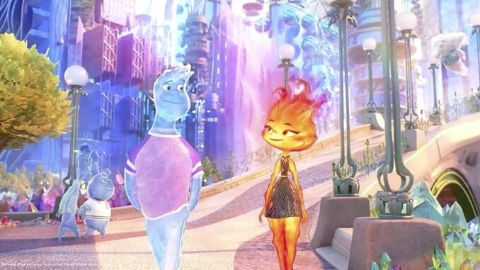 Ember e Wade protagonisti in Elemental di Pixar Animation Studios e Walt Disney Pictures