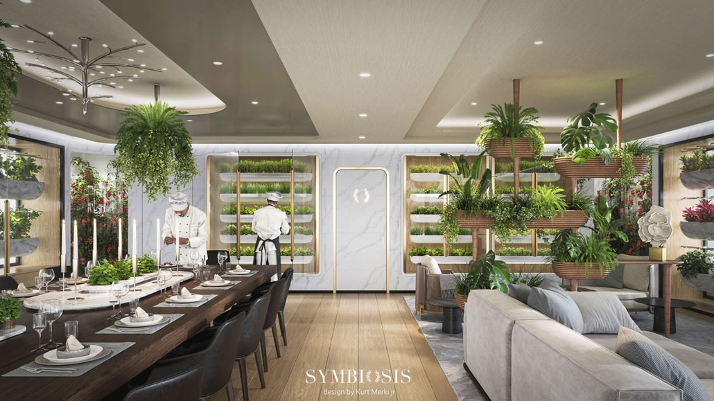 Symbiosis Il santuario sala da pranzo con piante e spezie