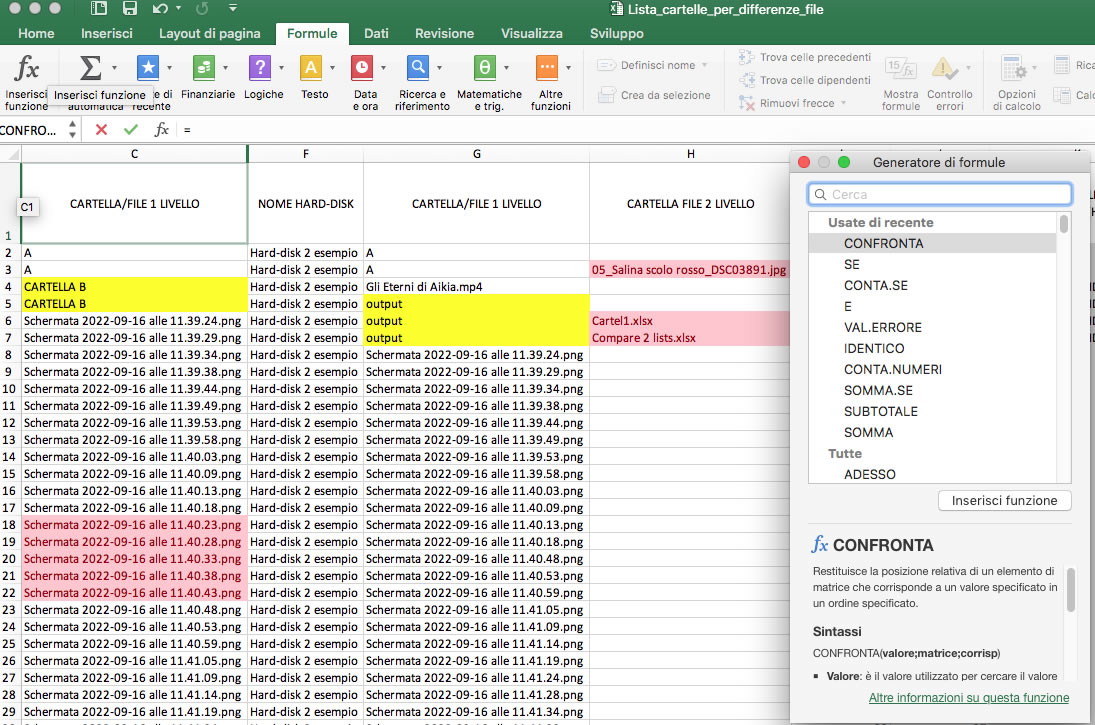 Aiuto Generatore di Formule da Formule → Inserisci Funzione 
