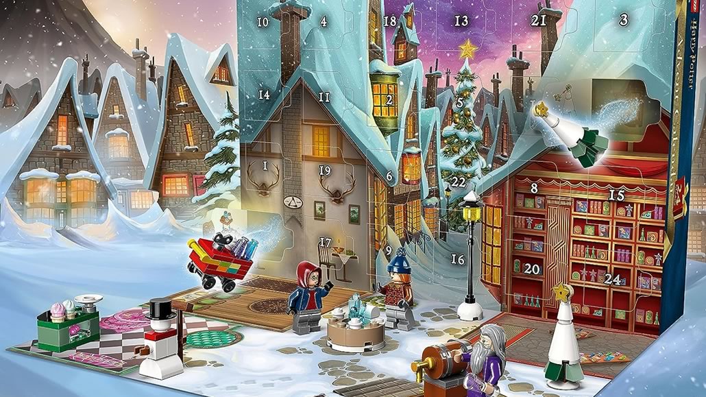 Lego calendario dell’Avvento 2023 ambientato nel villaggio di Hogsmeade