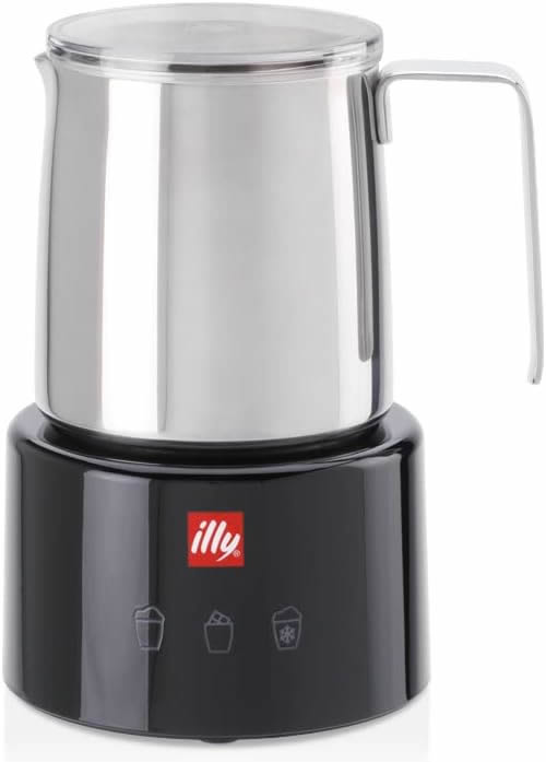 Illy schiumatore (nero ed acciaio) elettrico di design firmato Piero Lissoni