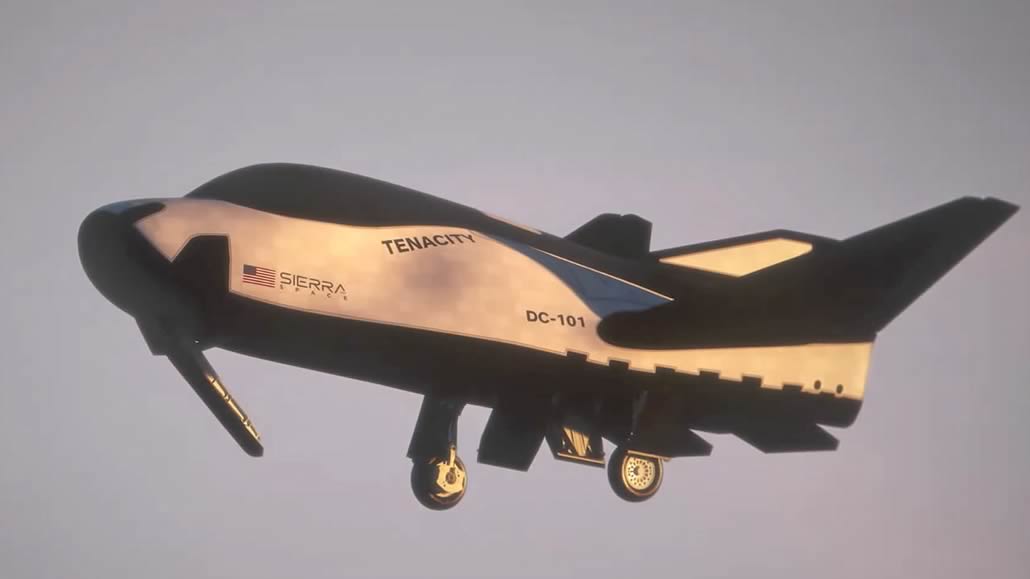 Uscita carrello per atterraggio su pista Sierra Space Dream Chaser Tenacity (simulazione)
