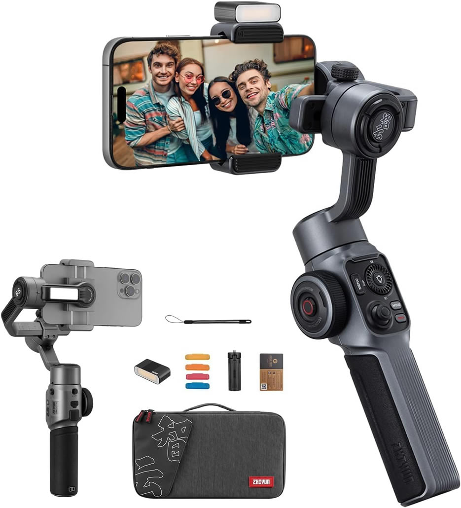 ZHIYUN Smooth-5S Combo Stabilizzatore Cardanico per Smartphone a 3 Assi