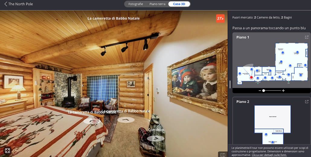 Camera da letto principale con stufa ed angolo lettura