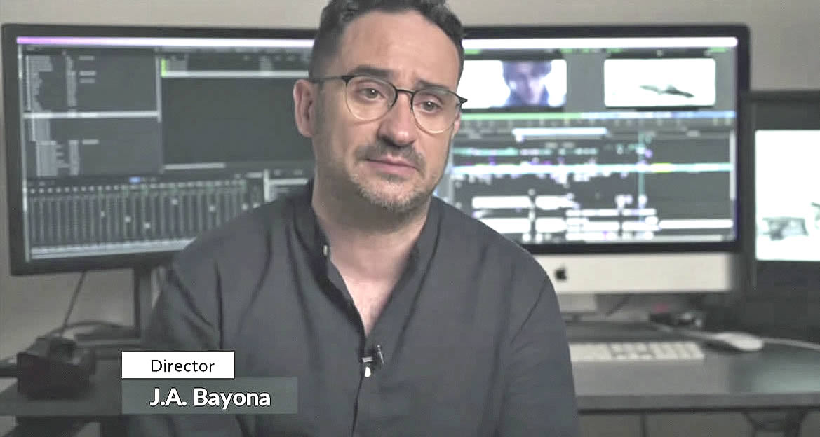 Regista Juan Antonio García Bayona in sala post-produzione color correction , Società della Neve VFX