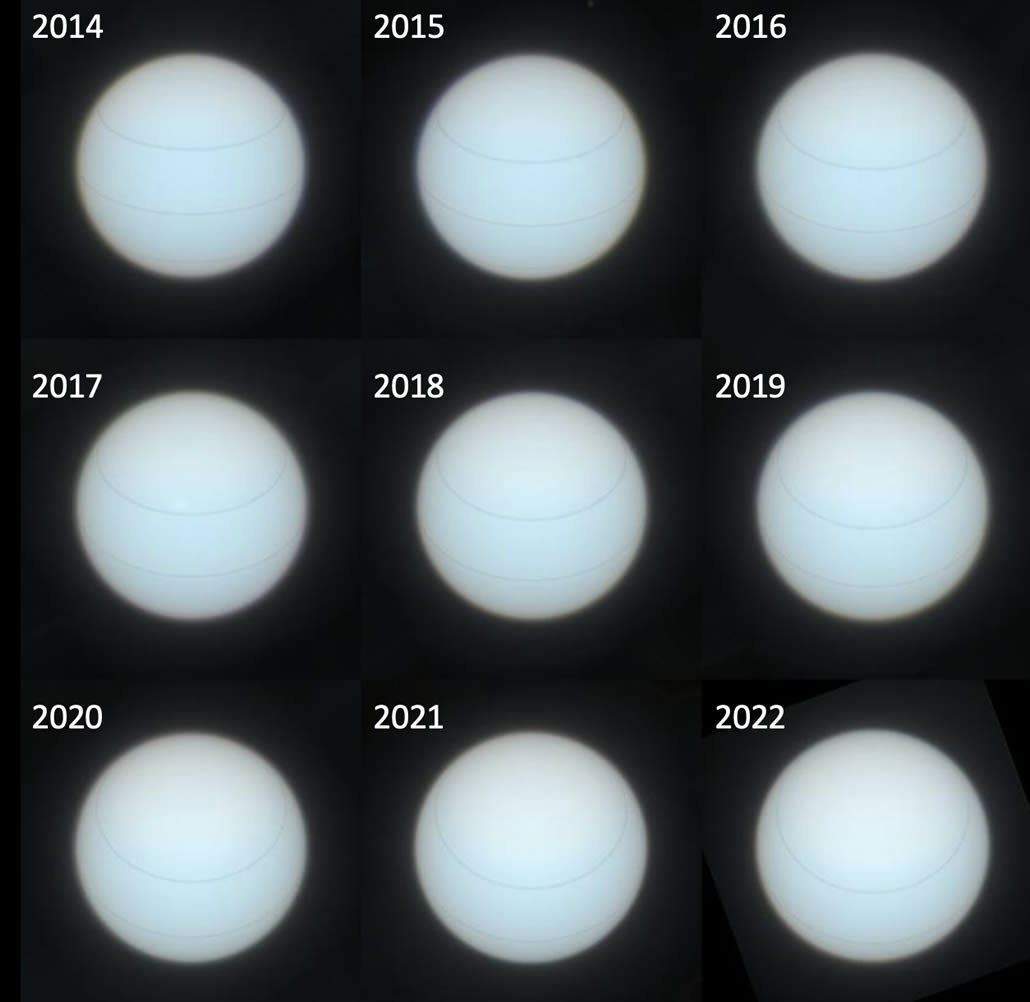 Evoluzione elaborazione dati per resa colori di Urano e foschia di particelle di ghiaccio di metano