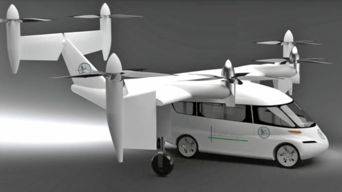 LuftCar – eFrancisco Motors prototipo eVTOL prototipo veicolo aereo su telaio van a 4 ruote