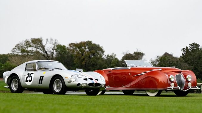 Amelia Islands Ferrari 250 GTO del 1962 e Delahaye 135MS Narval Cabriolet del 1947