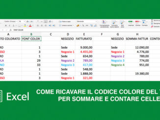 Excel come ricavare l’informazione del colore del testo nelle celle