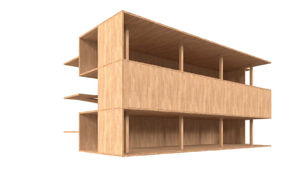 Costruzione modulare in legno massiccio in legno lamellare