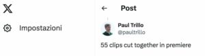 Paul Trillo post su X editing in Première di 55 video