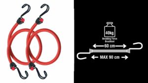 Cavi Elastici con Ganci, confezione da 2 Pezzi, corda 60 cm